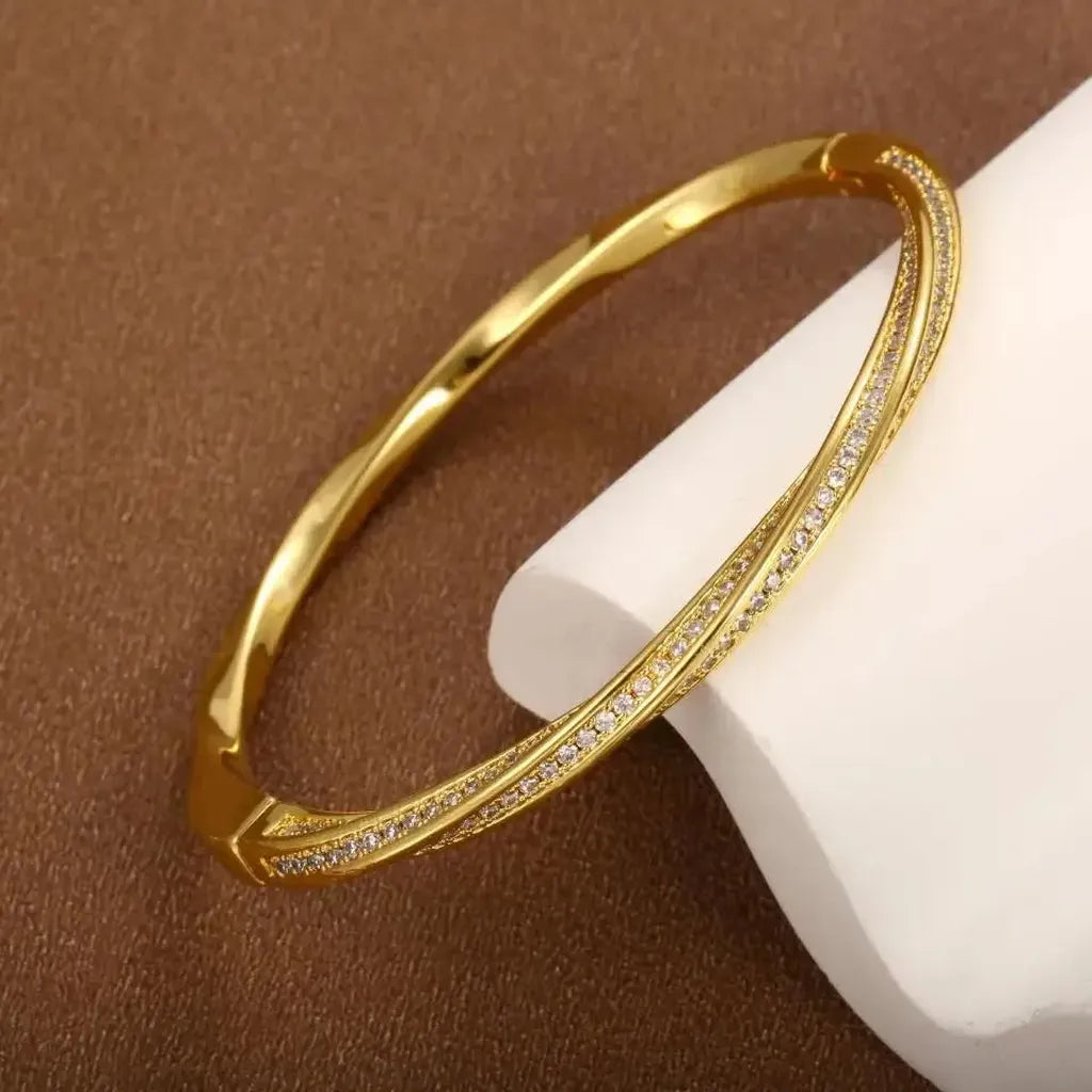 Zweireihiges Kristallarmband in Gold