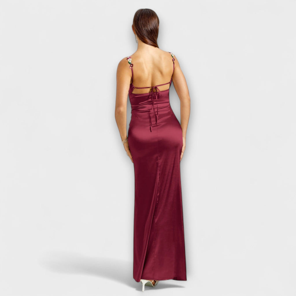 Eira - Robe en Satin Crème à Lacets Dos