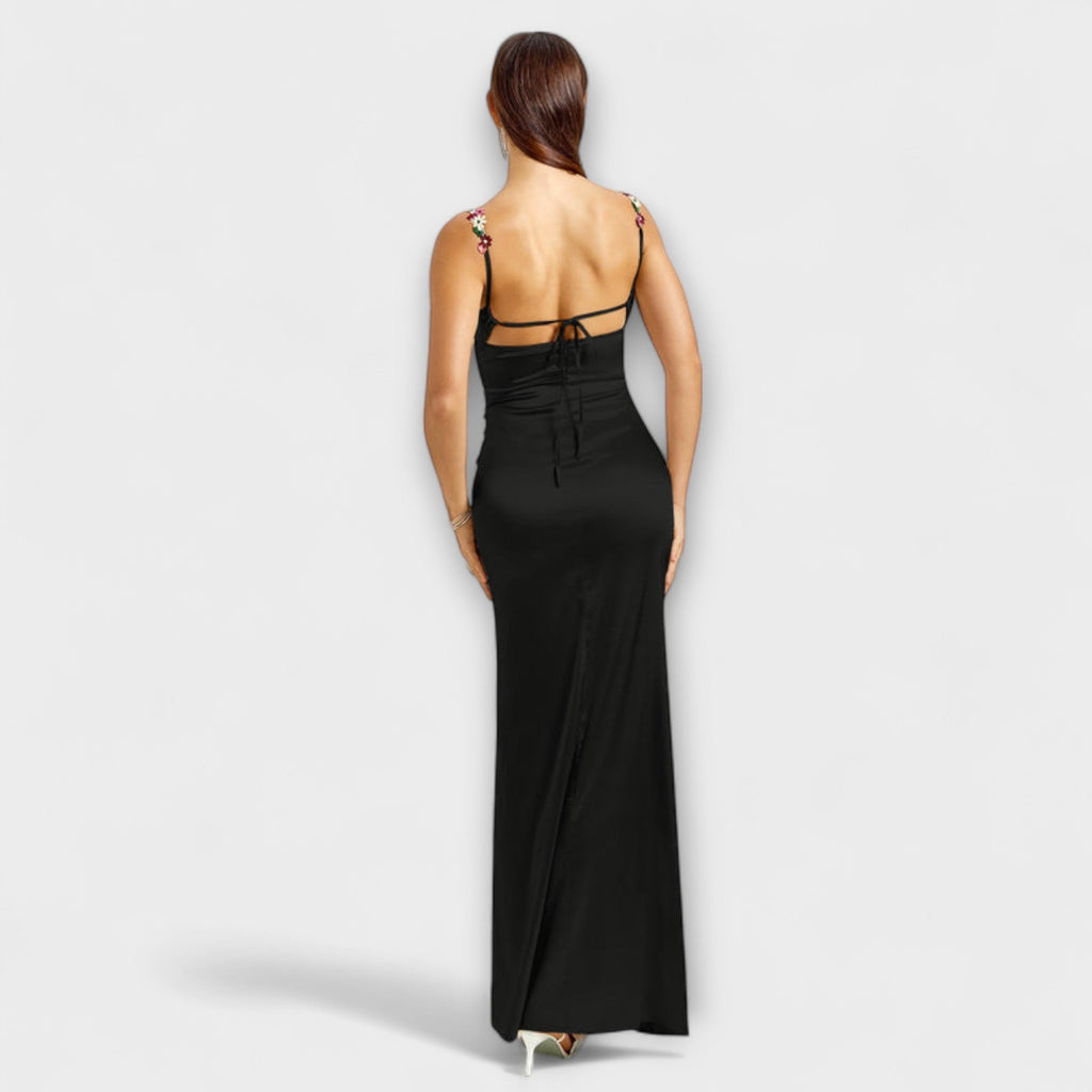 Eira - Robe en Satin Crème à Lacets Dos