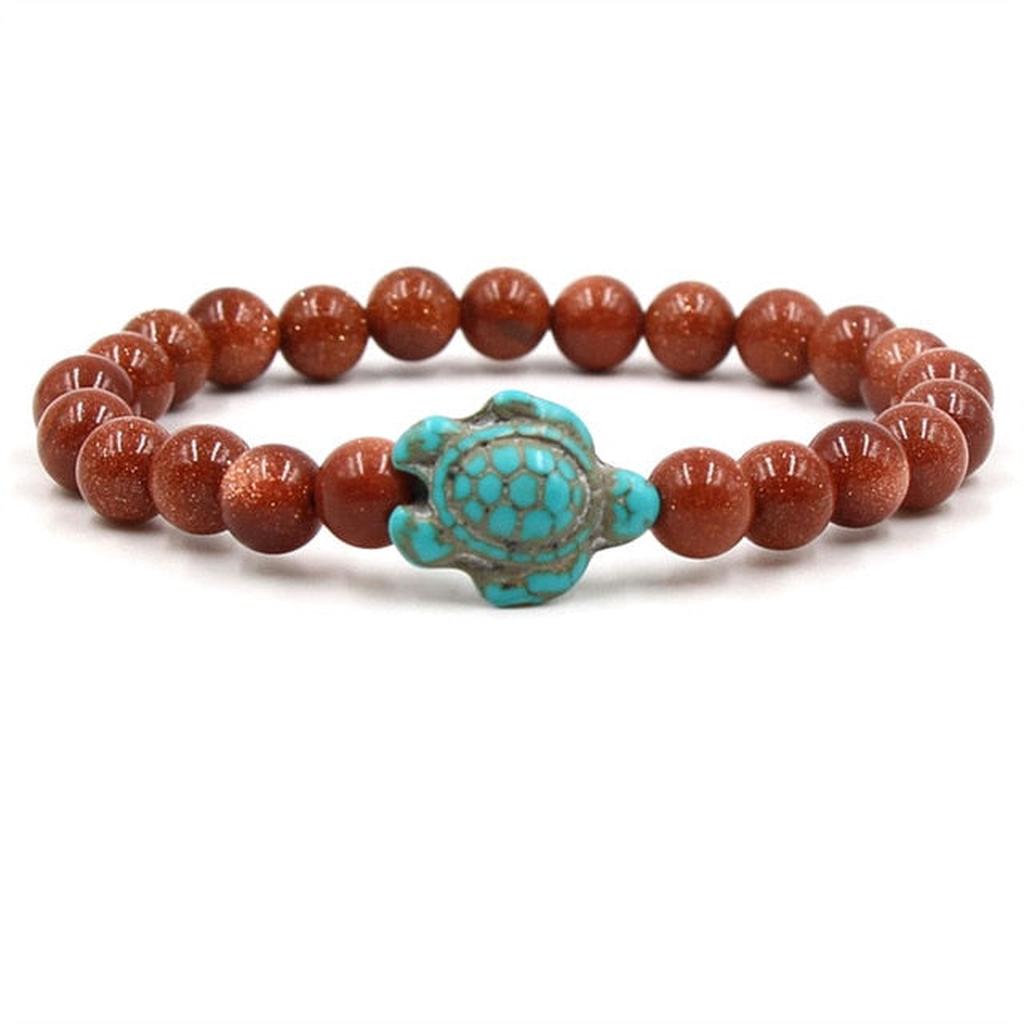 Armbänder mit Natursteinen in Schildkrötenform