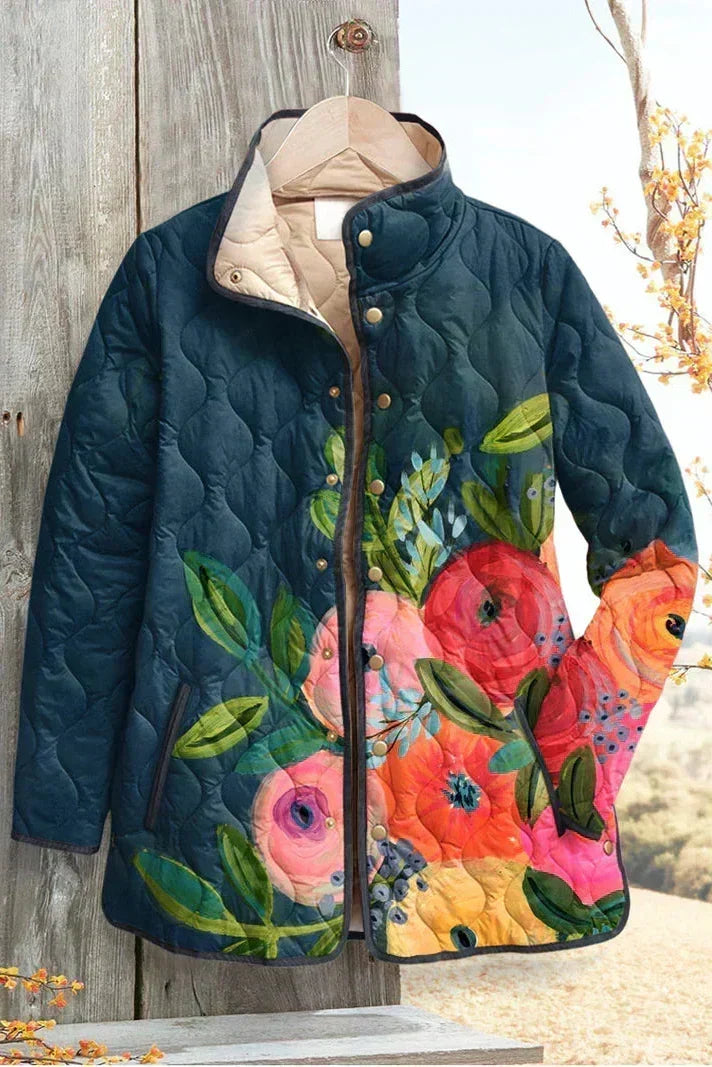 Florie – Doudoune à imprimé fleuri et col en peluche