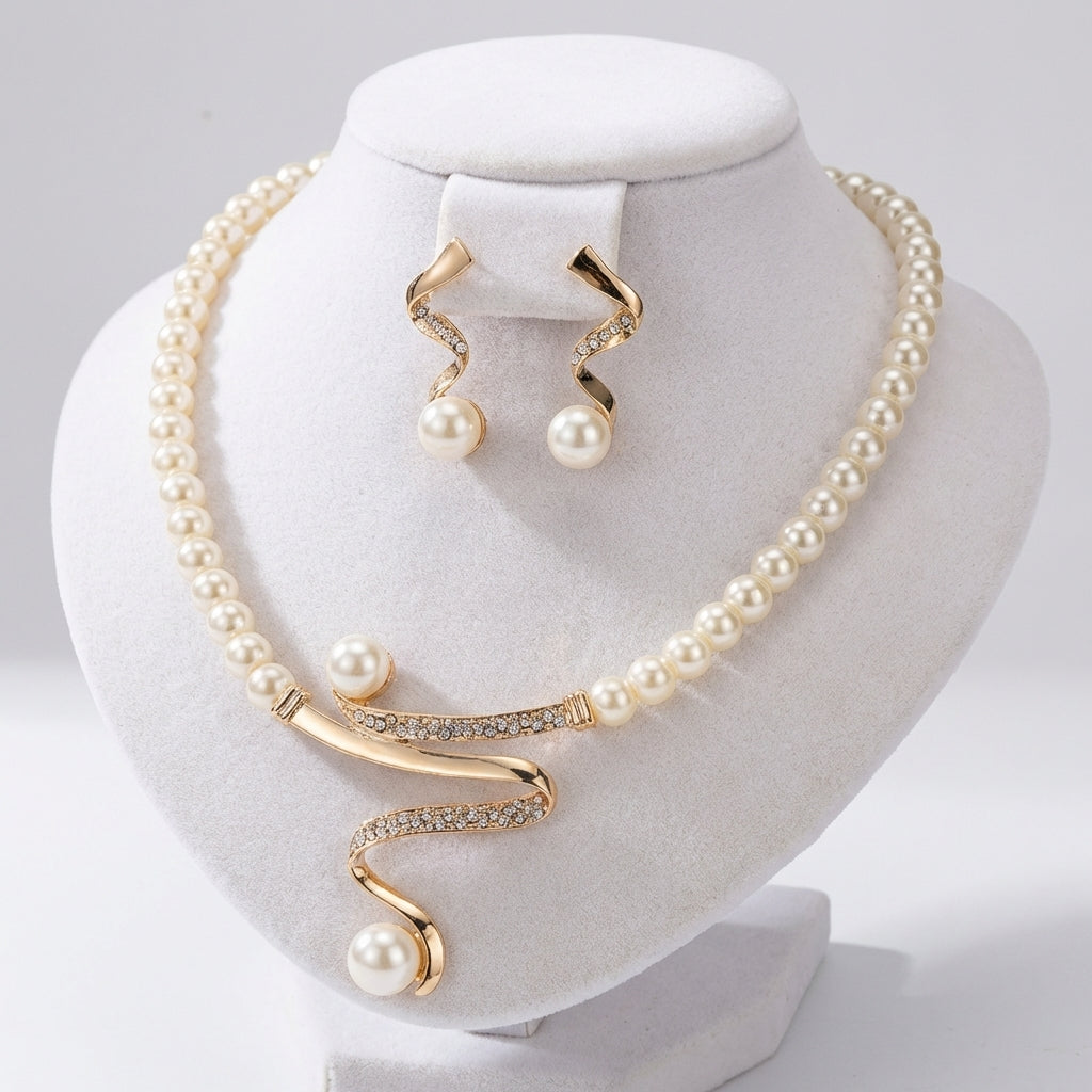 Coffret cadeau de perles naturelles — Collier et boucles d’oreilles