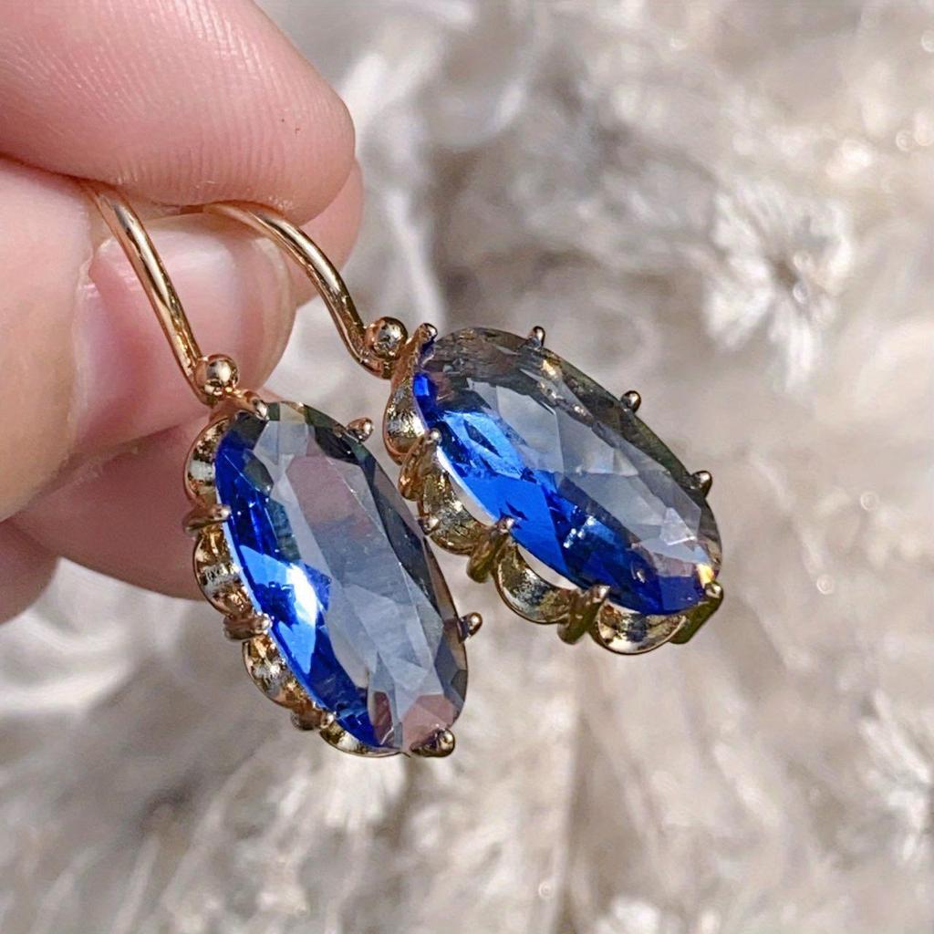 Boucles d’oreilles à fleurs bleues, dorées