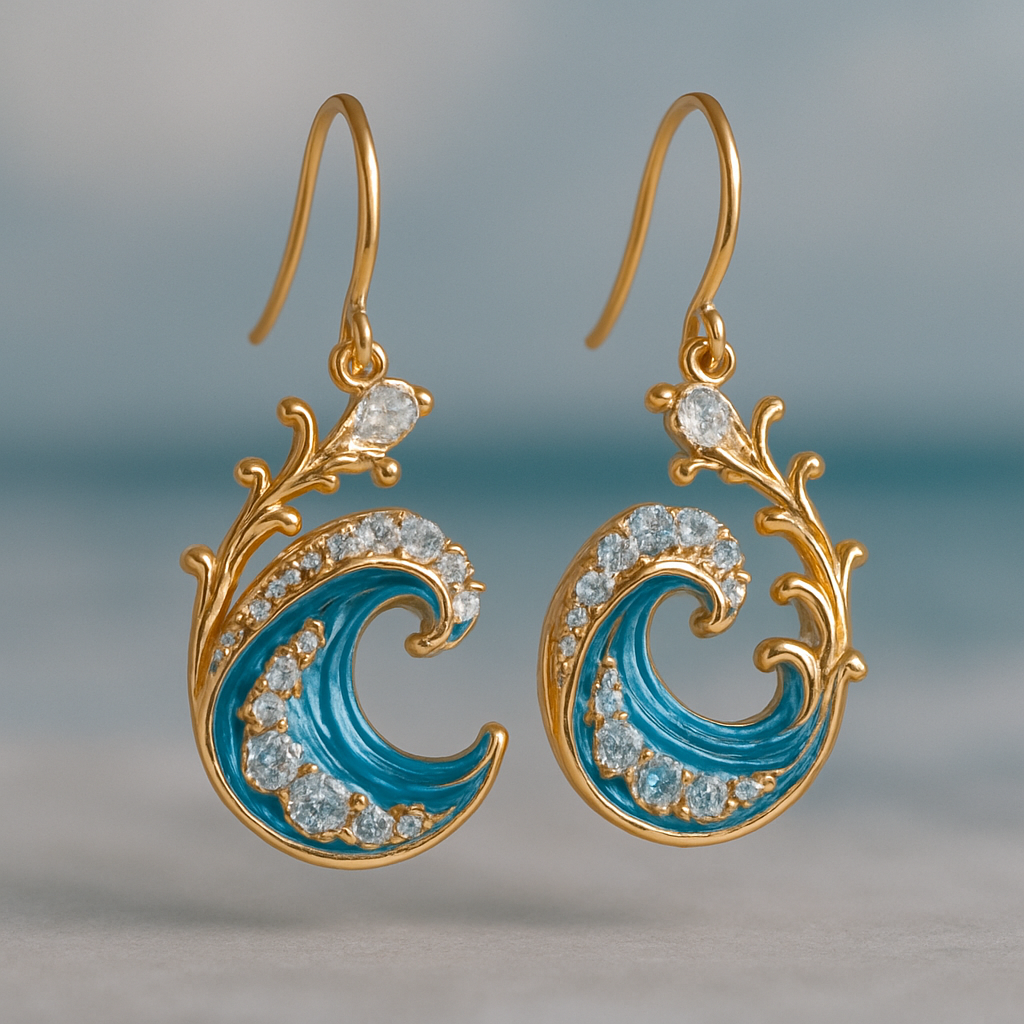 Boucles d’oreilles aux vagues lumineuses | Doré