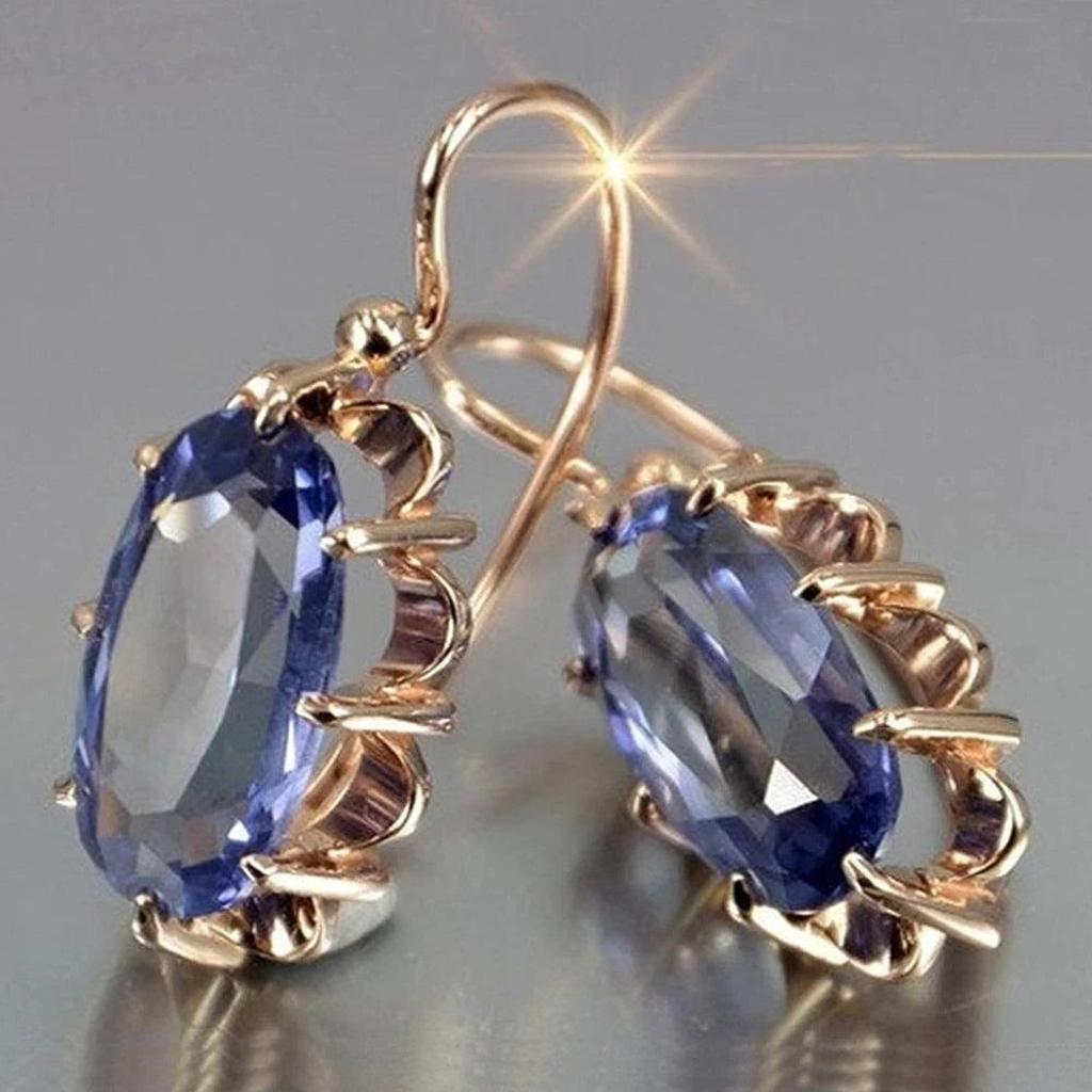 Boucles d’oreilles à zircon ovale | Doré