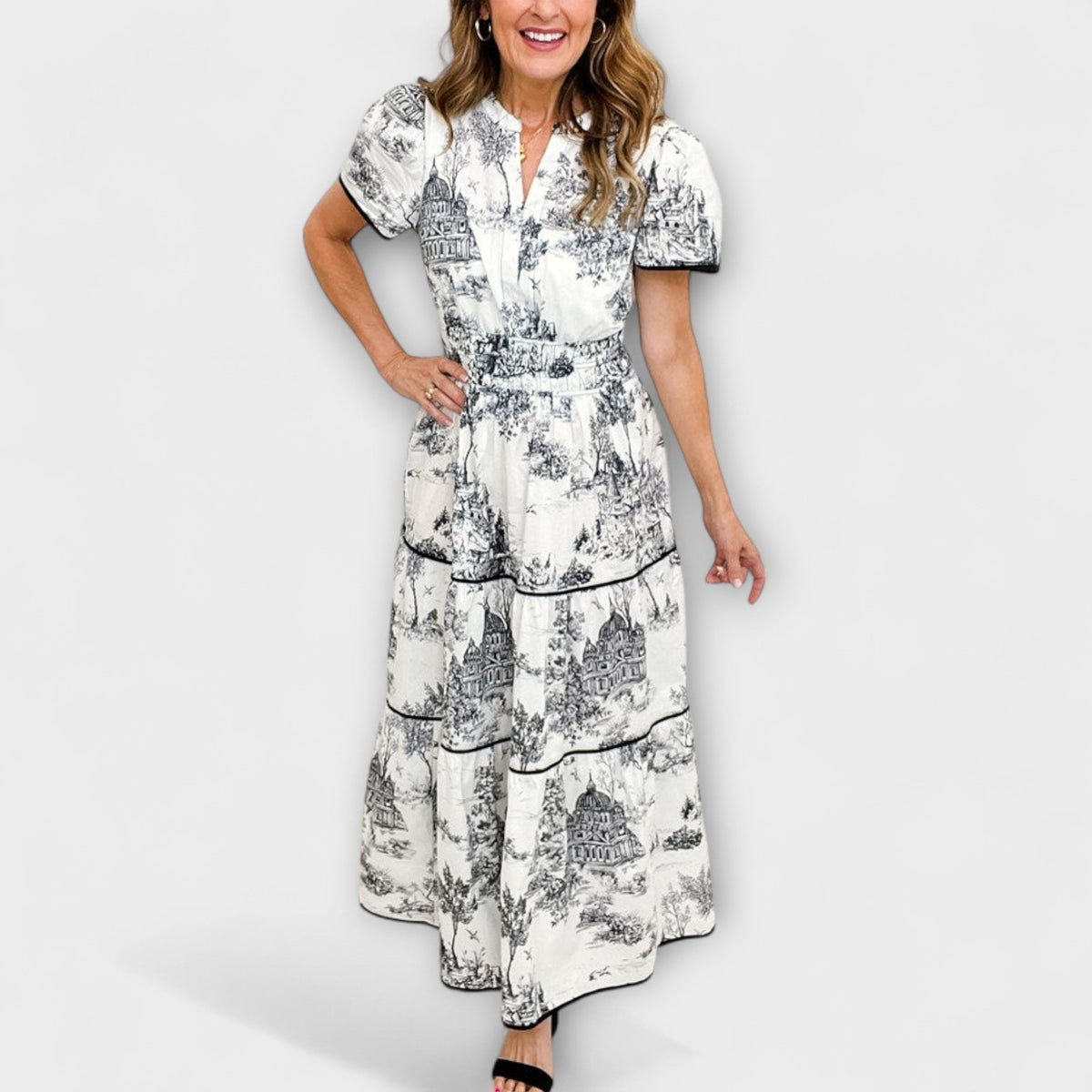 Eliza - Robe Longue en Toile Crème à Dentelle