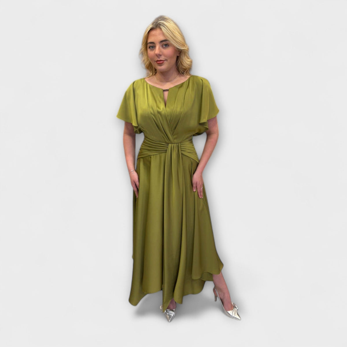 Anni - Robe Jupe Drapée Vert Olive