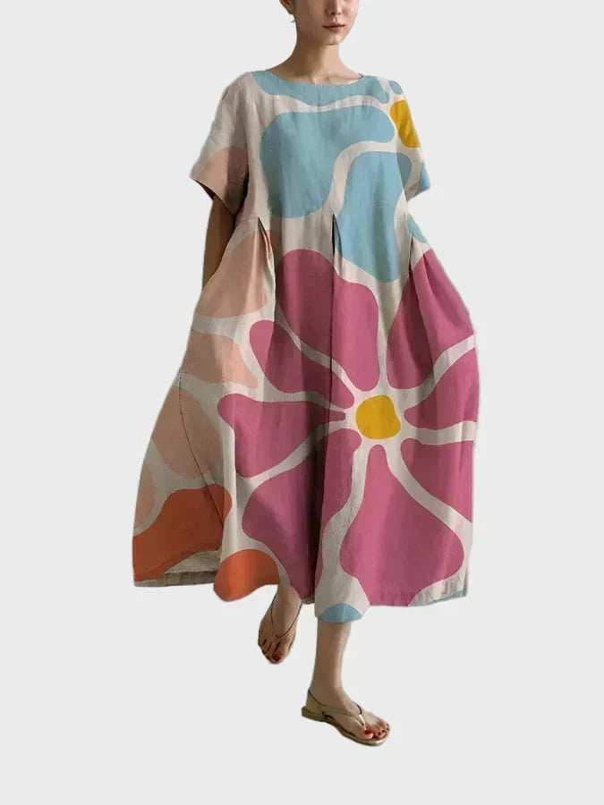 Robe Pastel à Grande Fleur