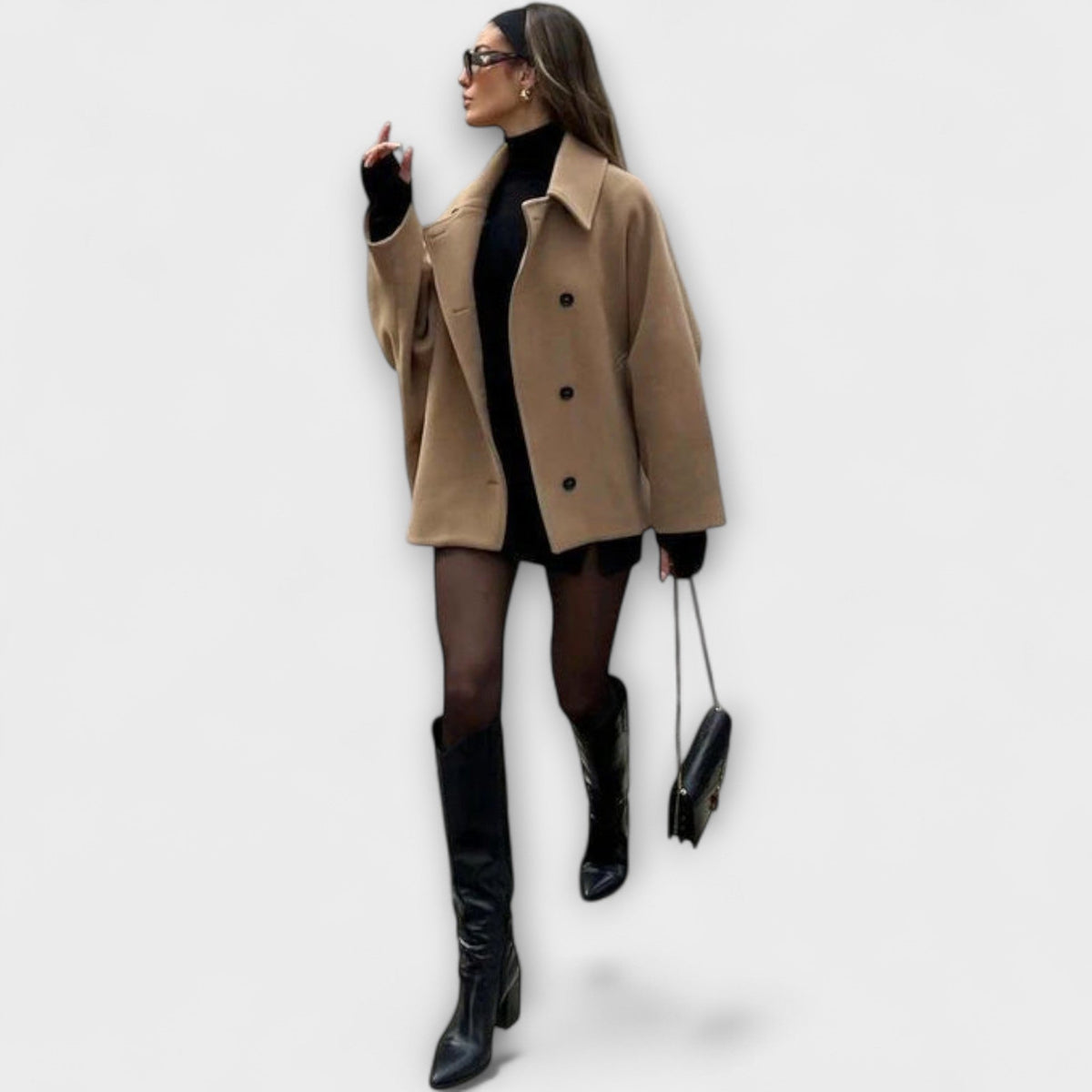 Lovie - Manteau Oversize Beige Chic Urbain