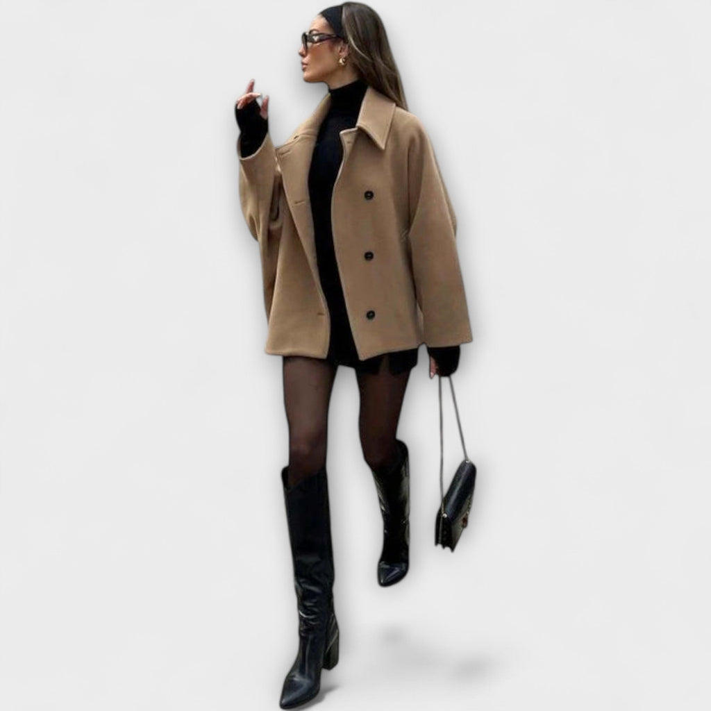 Lovie - Manteau Oversize Beige Chic Urbain