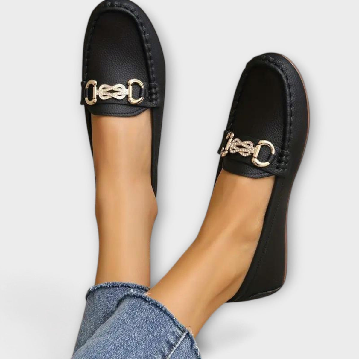 Adele - Mocassins Noirs à Boucle