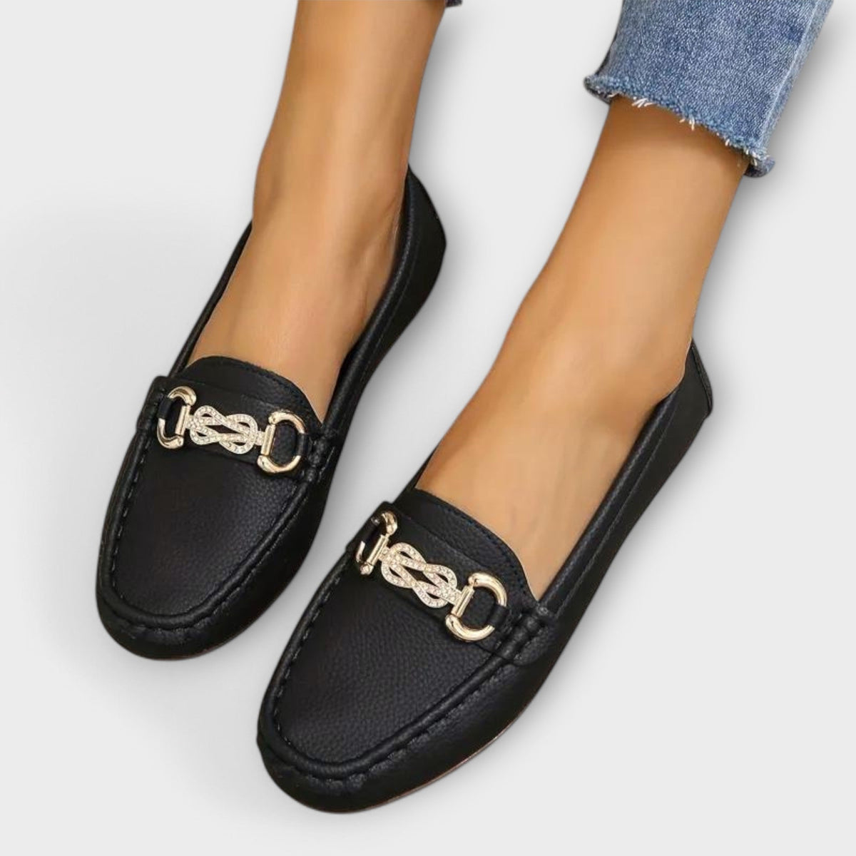 Liesbeth - Mocassins Noirs à Boucle