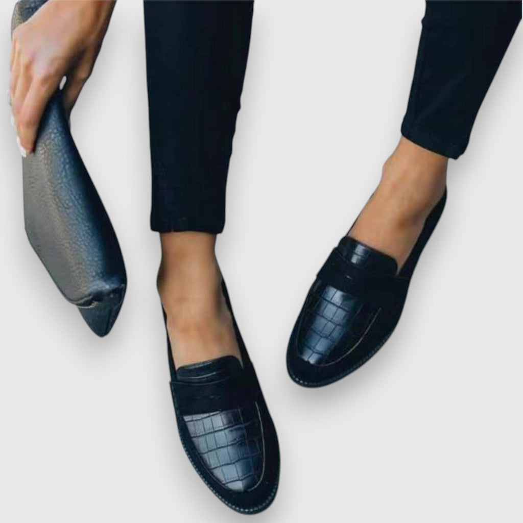 Sieglinde - Mocassins Bleu Foncé Effet Croco