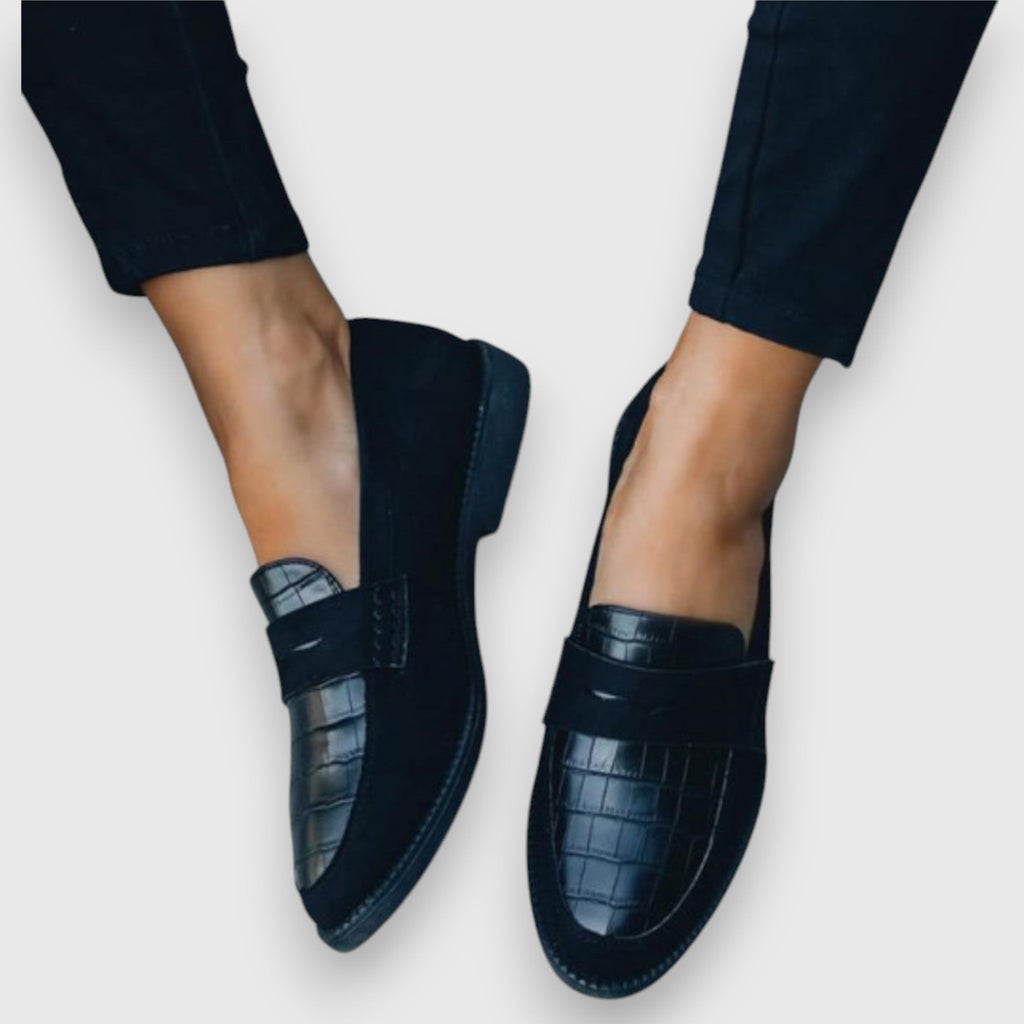 Sieglinde - Mocassins Bleu Foncé Effet Croco
