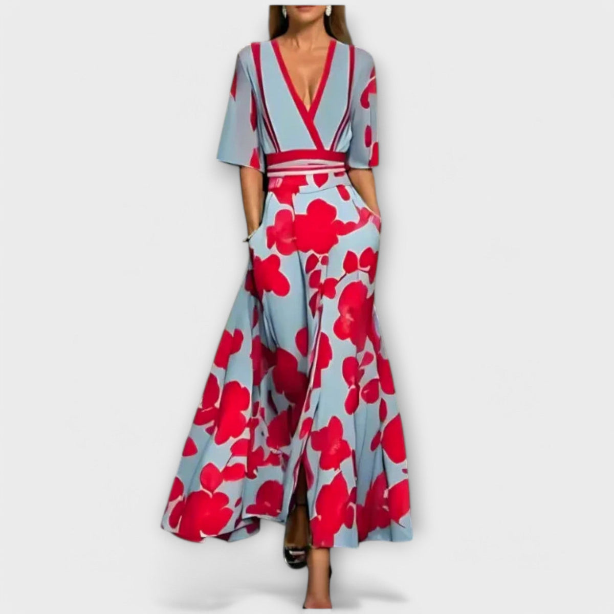 Elise - Robe Fourreau Colorée à Motif Roses
