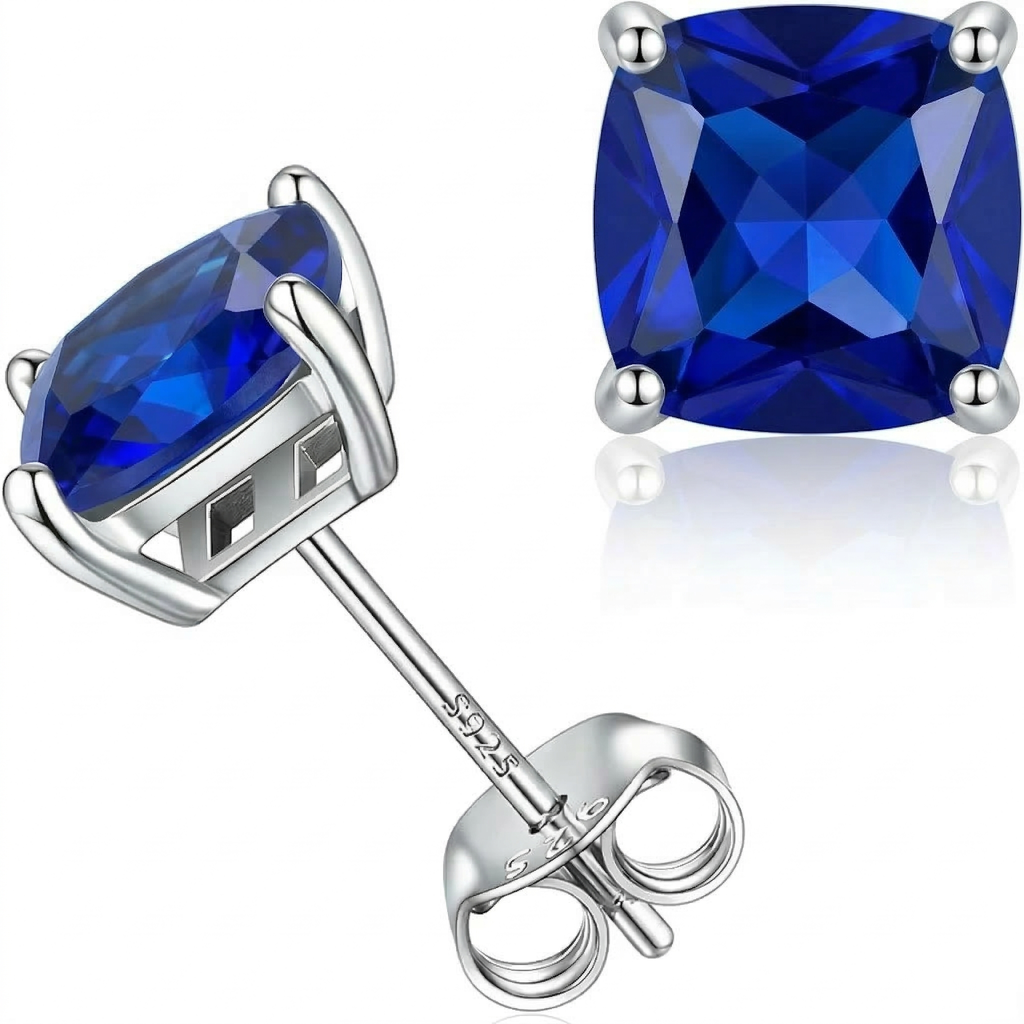 Puces d’oreilles saphir taille princesse | Or blanc
