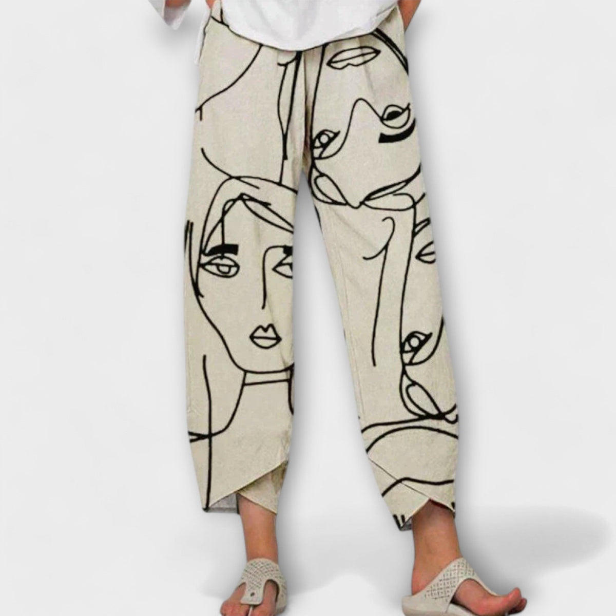 Annegret - Pantalon à Motif Visages