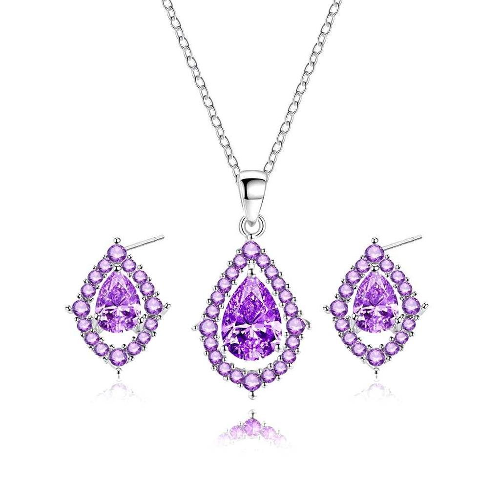 Nadine Améthyste — Collier et boucles d’oreilles