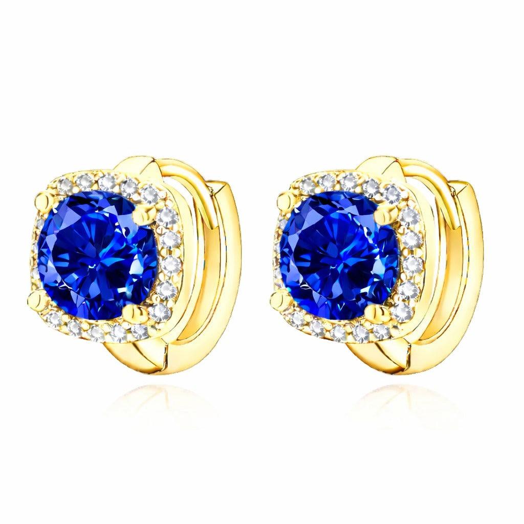 Boucles d’oreilles Nadine à saphir, dorées
