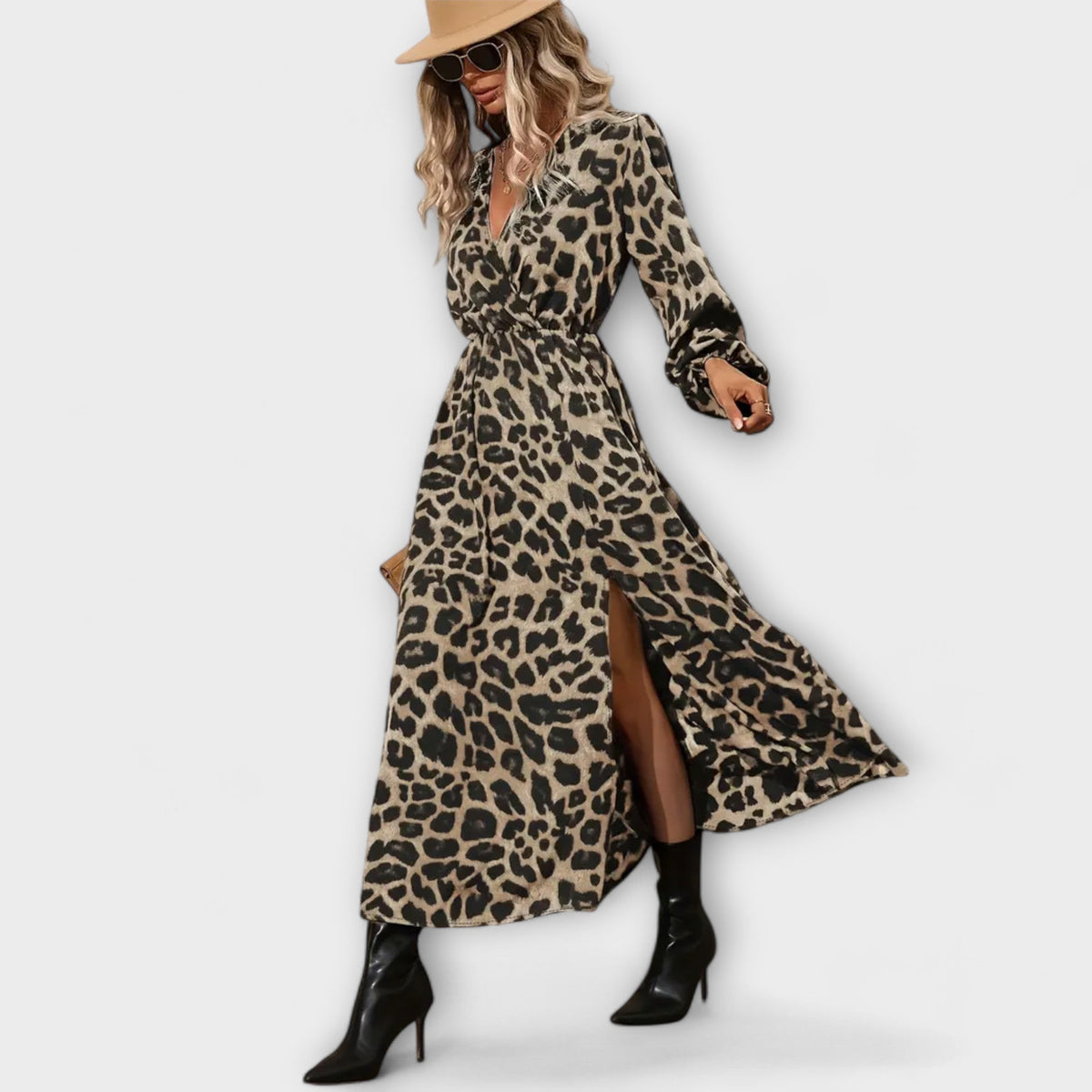 Natalie - Robe Longue à Motif Léopard