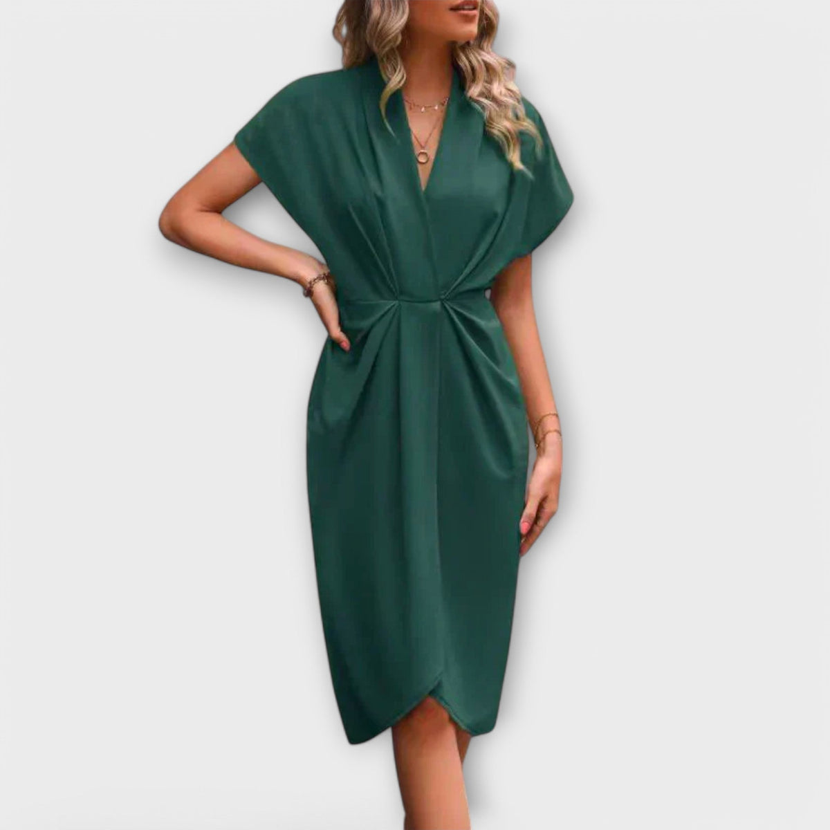 Serena - Robe Midi Portefeuille Noire