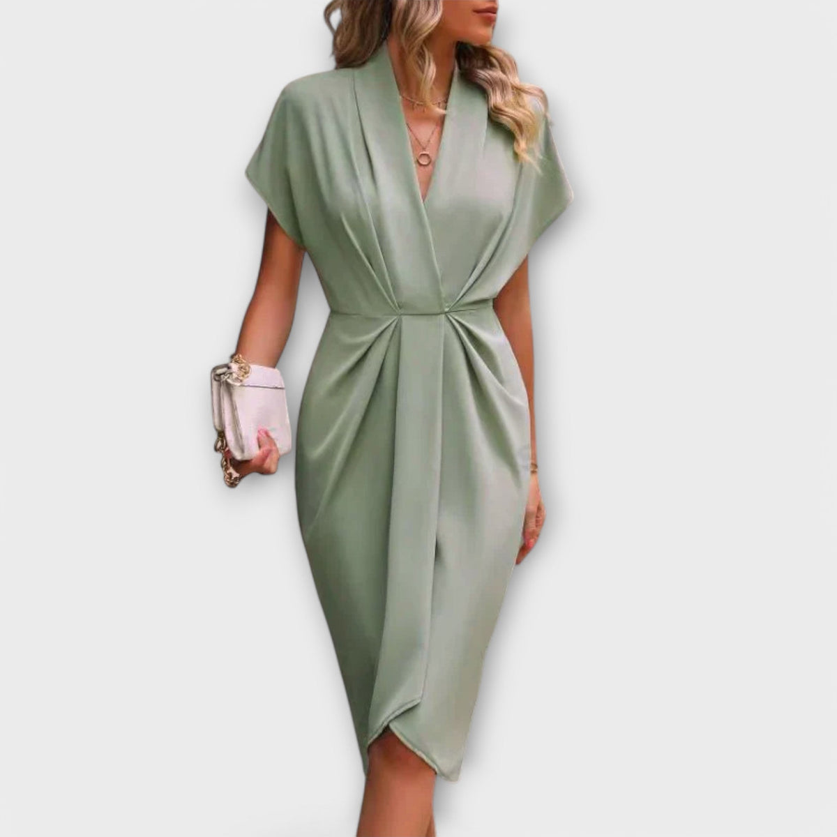 Serena - Robe Midi Portefeuille Noire