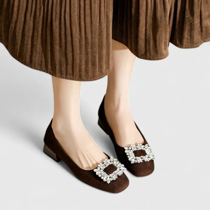 Juliane - Ballerines en Velours à Boucle Bijou