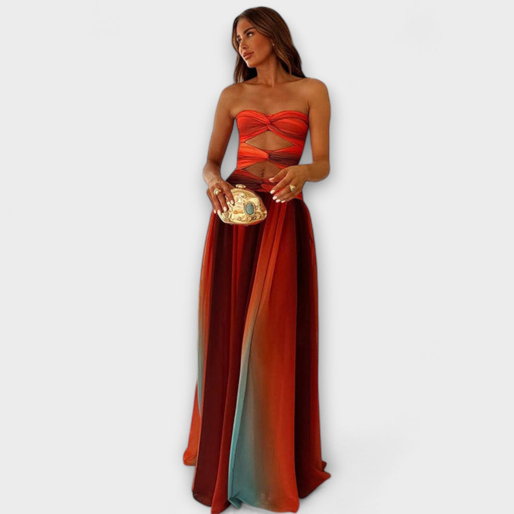 Laney - Robe Longue Colorée Sans Bretelles