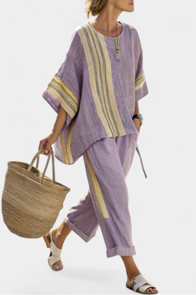 Lorena - Ensemble Bohème Violet en Lin et Bambou