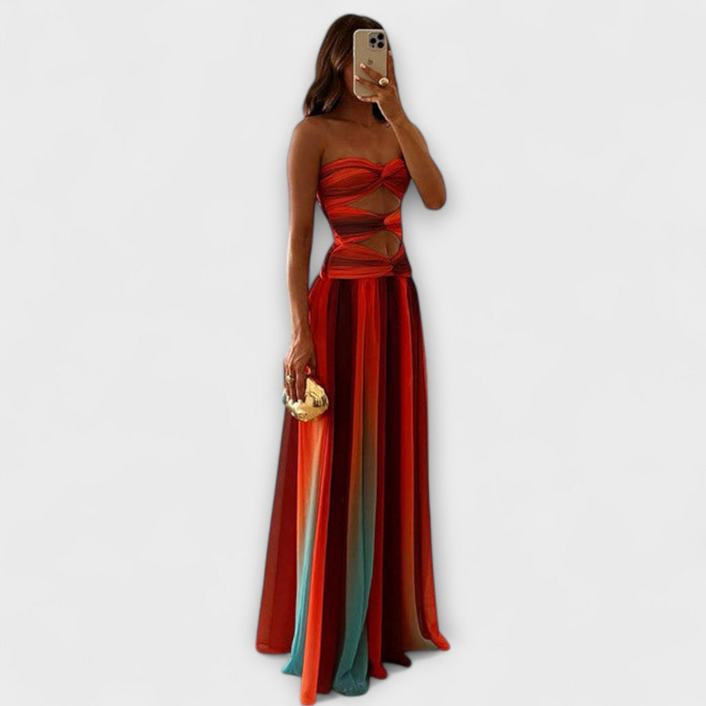 Laney - Robe Longue Colorée Sans Bretelles
