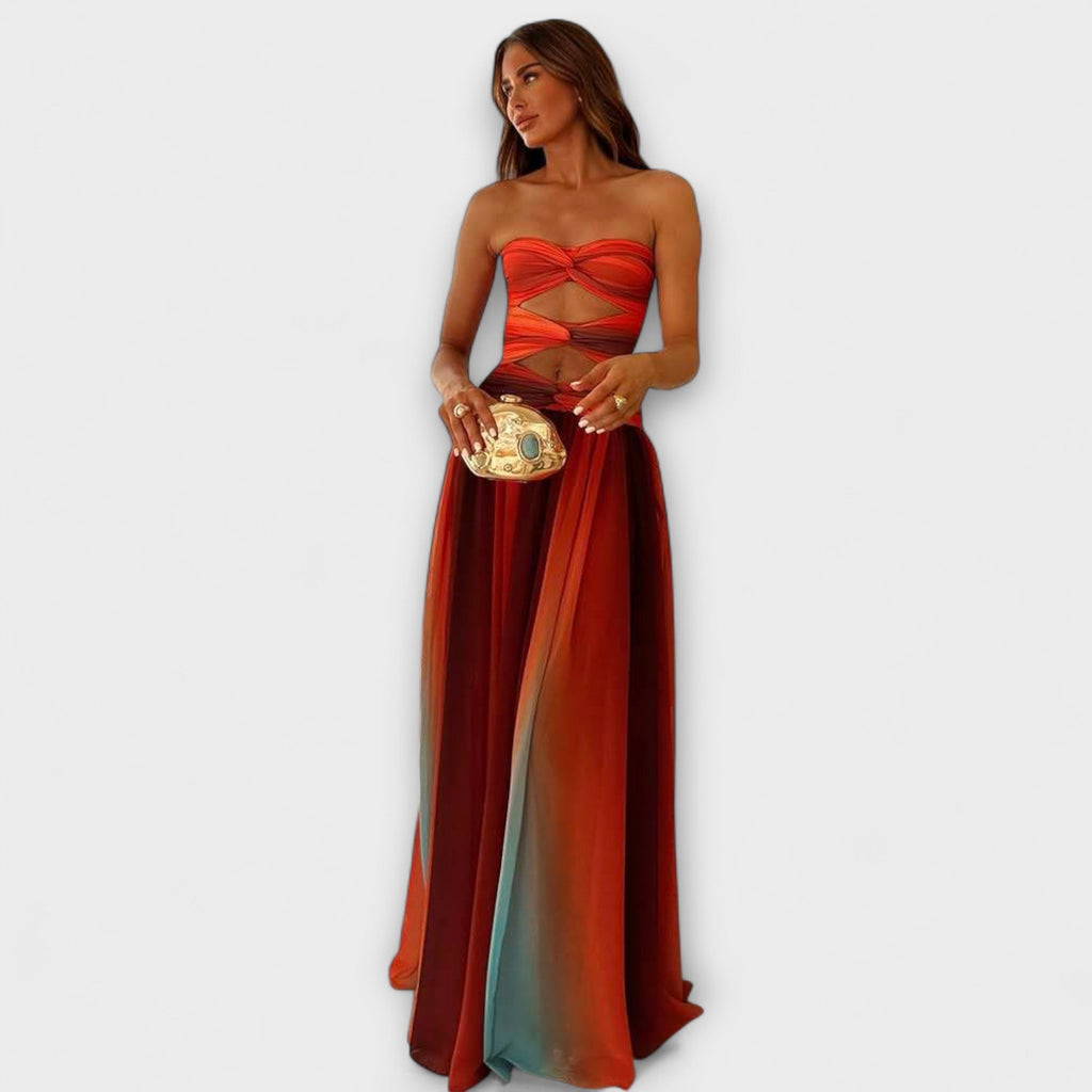 Laney - Robe Longue Colorée Sans Bretelles