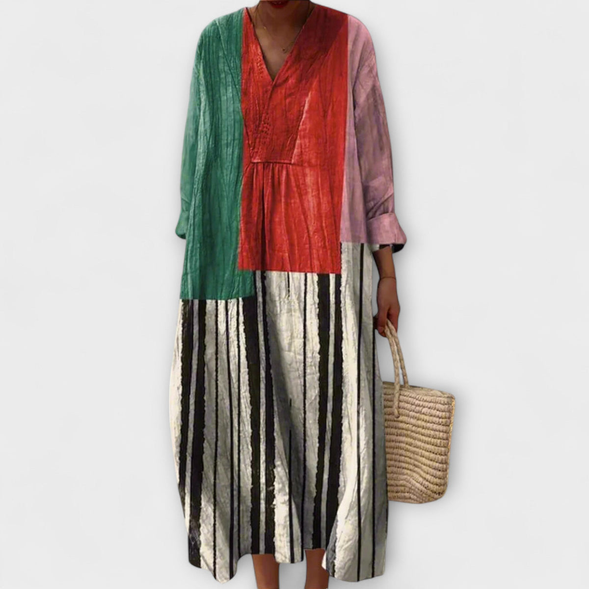 Rosa - Robe Longue Colorée Rayée