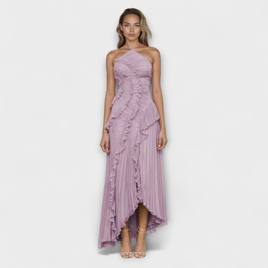 Elisia - Robe Longue Violette Sans Manches à Volants