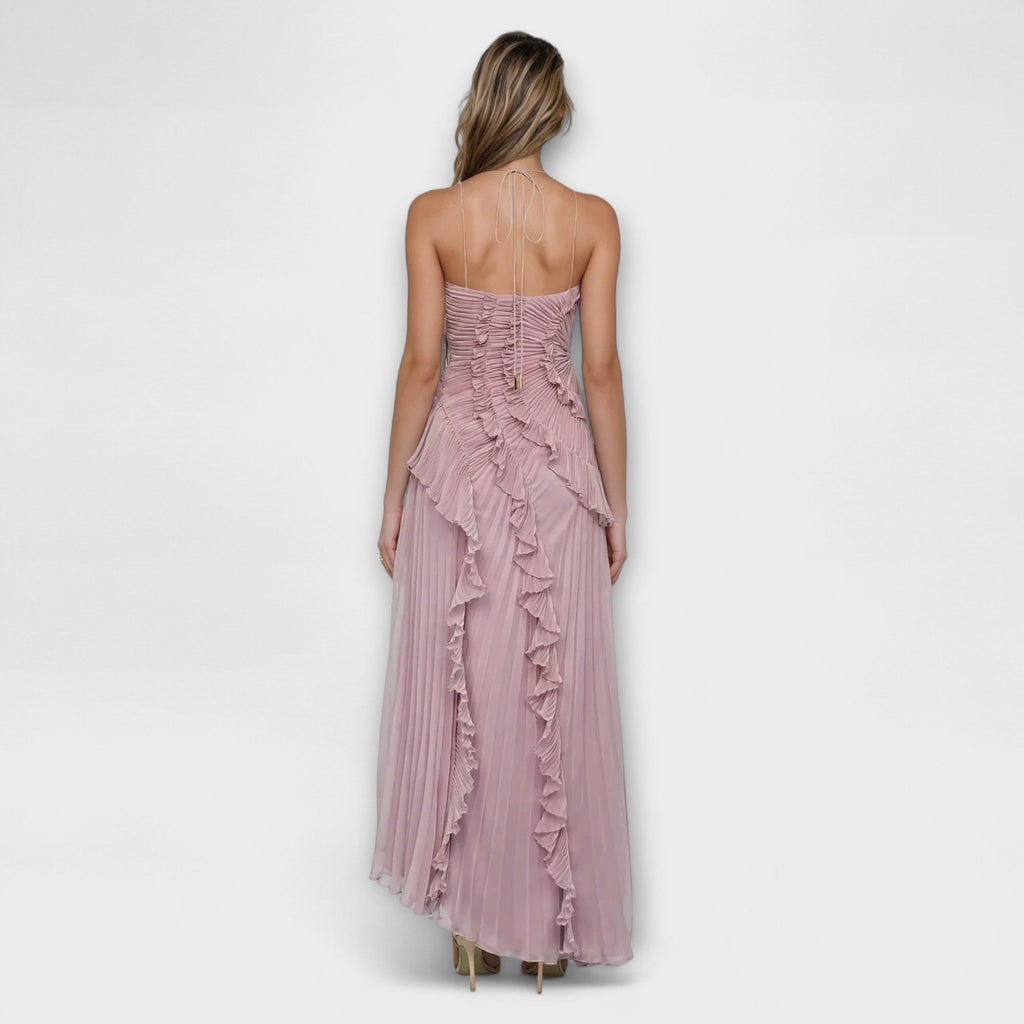 Elisia - Robe Longue Violette Sans Manches à Volants