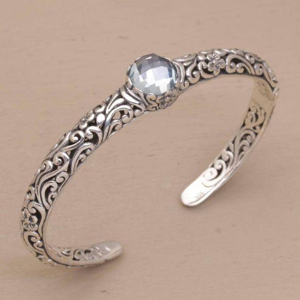 Offenes Vintage-Armband in Weißgold mit Zirkonia