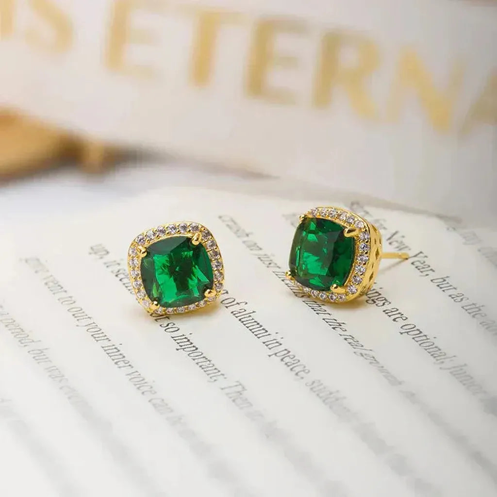 Boucles d’oreilles Karina à pierre vert émeraude