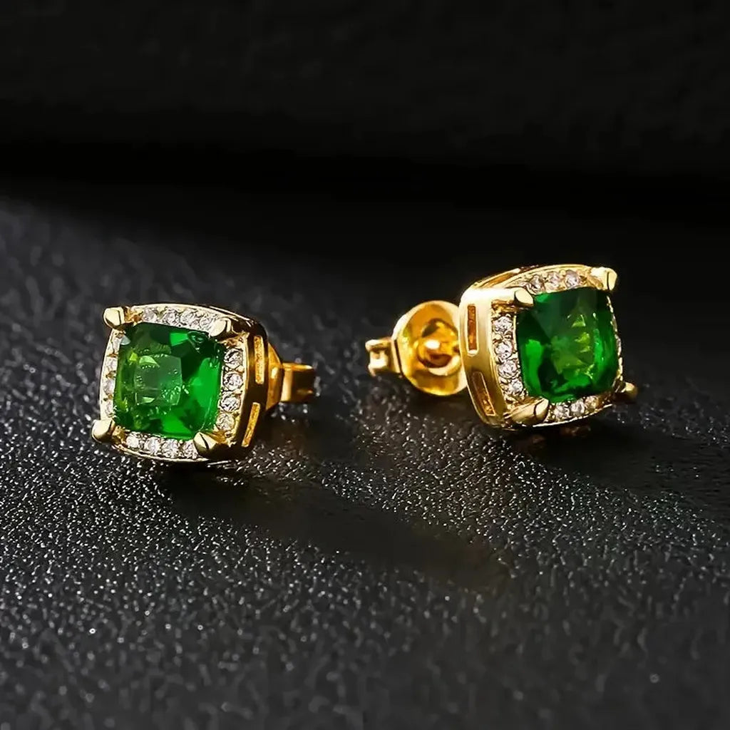 Boucles d’oreilles Karina à pierre vert émeraude