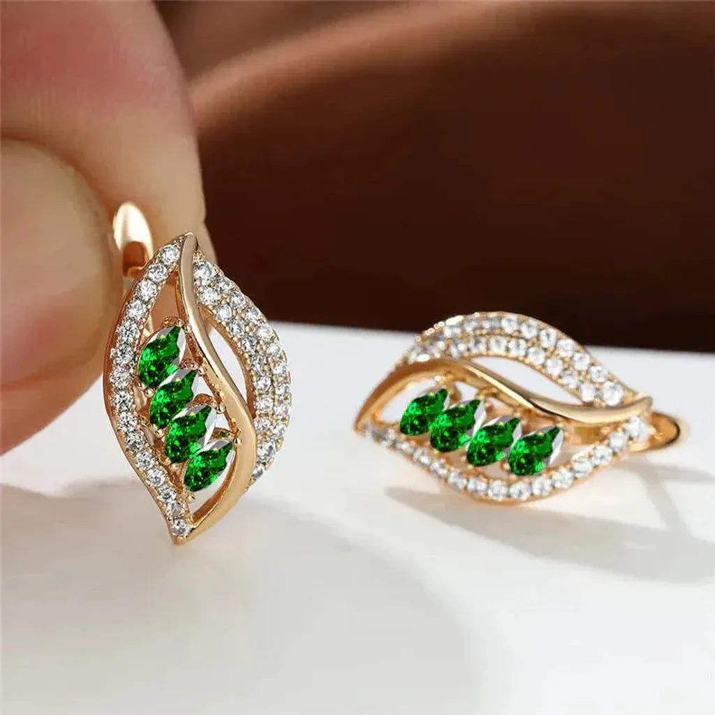 Boucles d’oreilles Katarina à feuille émeraude