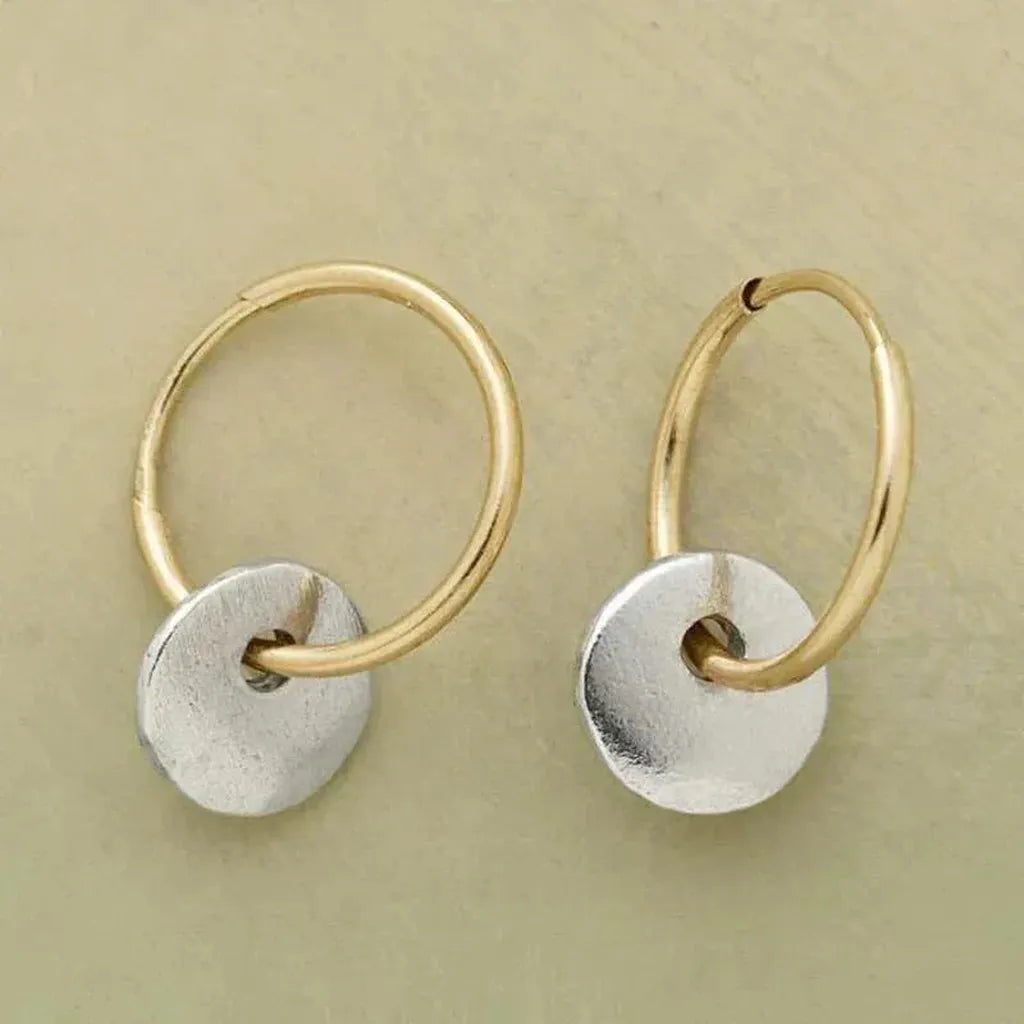 Boucles d’oreilles bicolores dorées et argentées