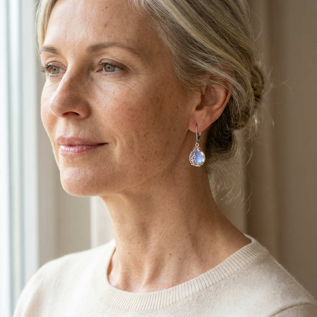 Boucles d’oreilles « Esprit libre » à effet pierre de lune