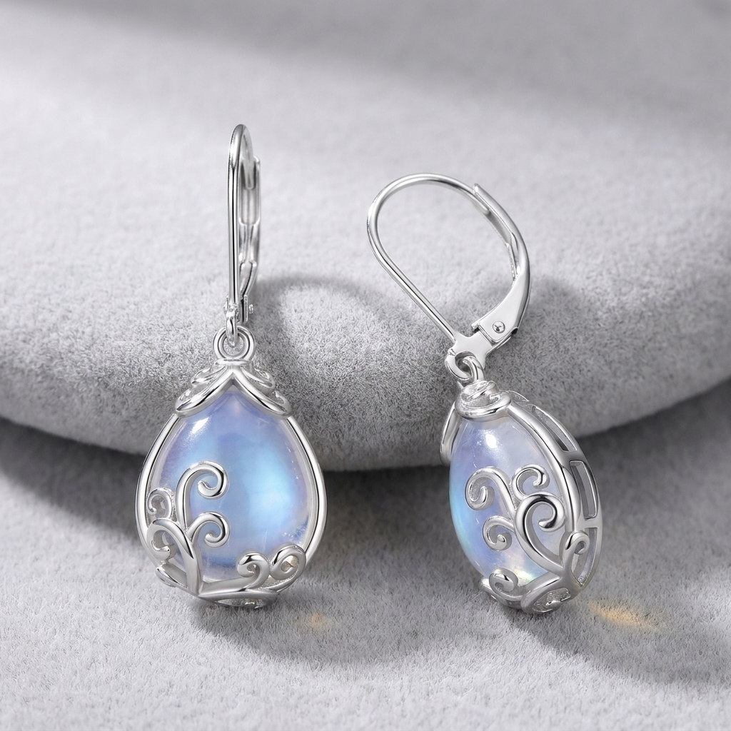 Boucles d’oreilles « Esprit libre » à effet pierre de lune