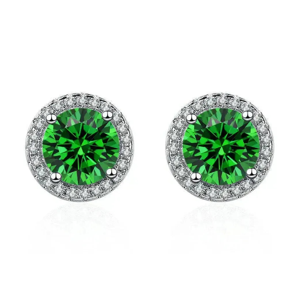 Boucles d’oreilles à émeraudes et zircons