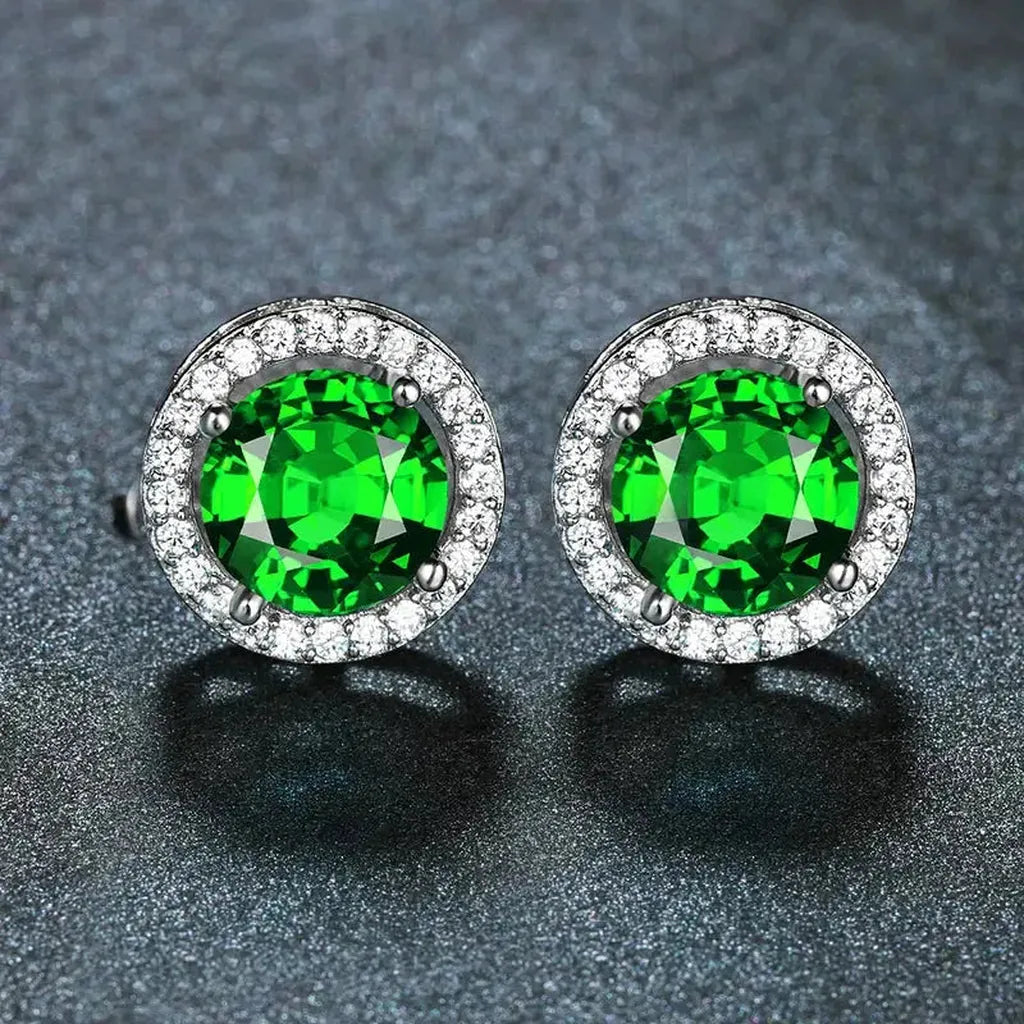 Boucles d’oreilles à émeraudes et zircons