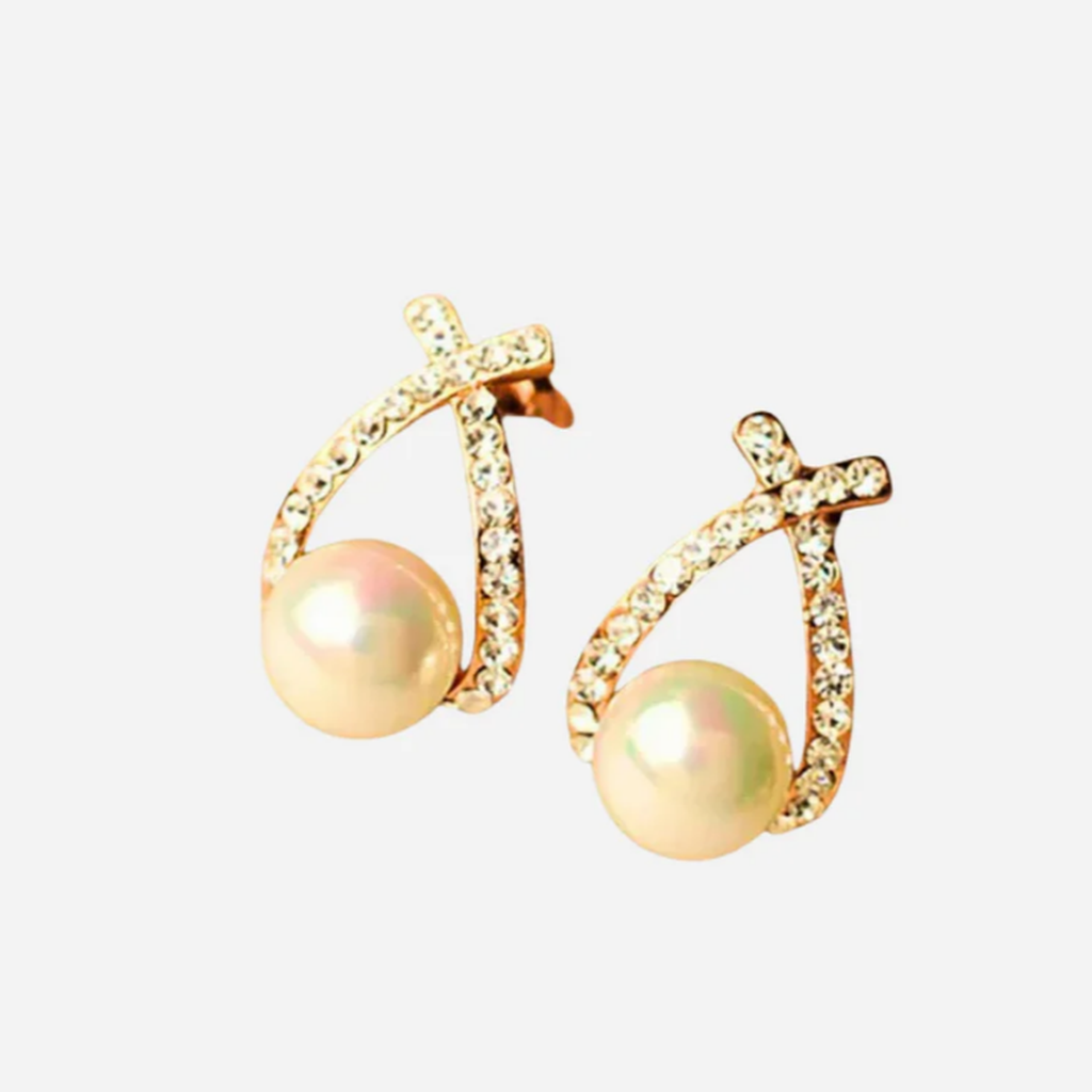 Boucles d’oreilles à perles et cristaux entrelacés