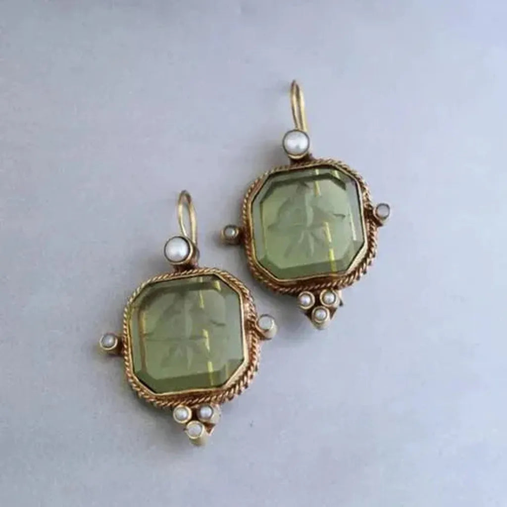 Boucles d’oreilles à cristal vert