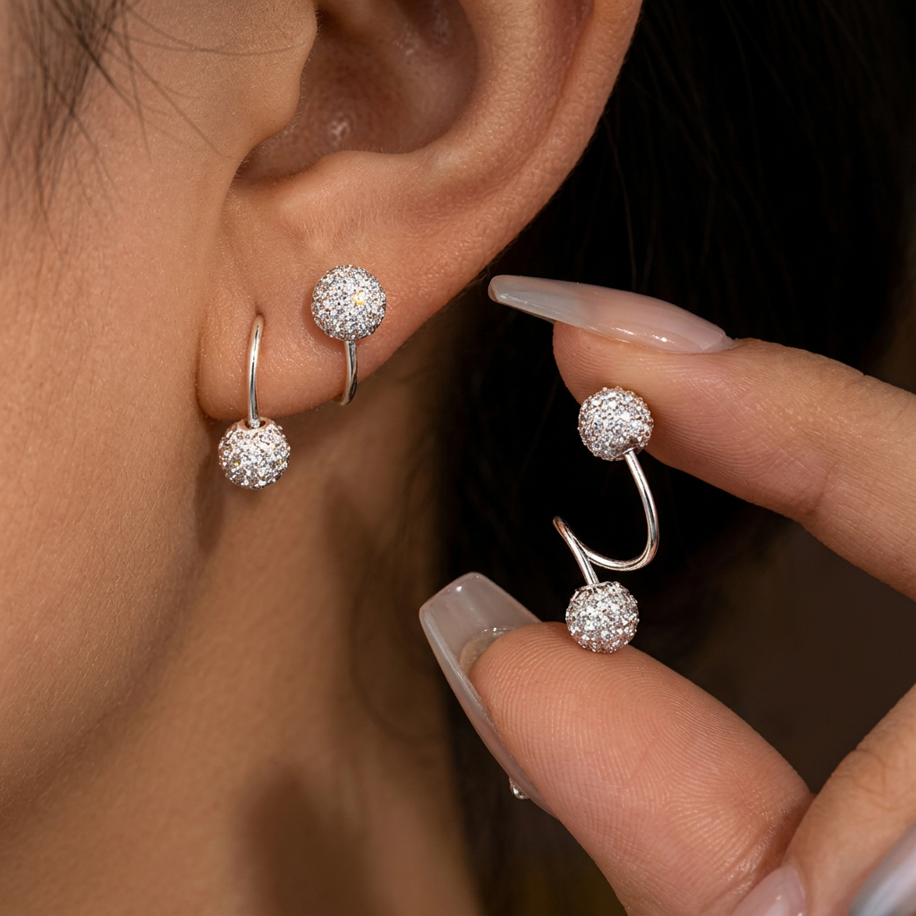 Lot de boucles d’oreilles puces à spirales et oxydes de zirconium