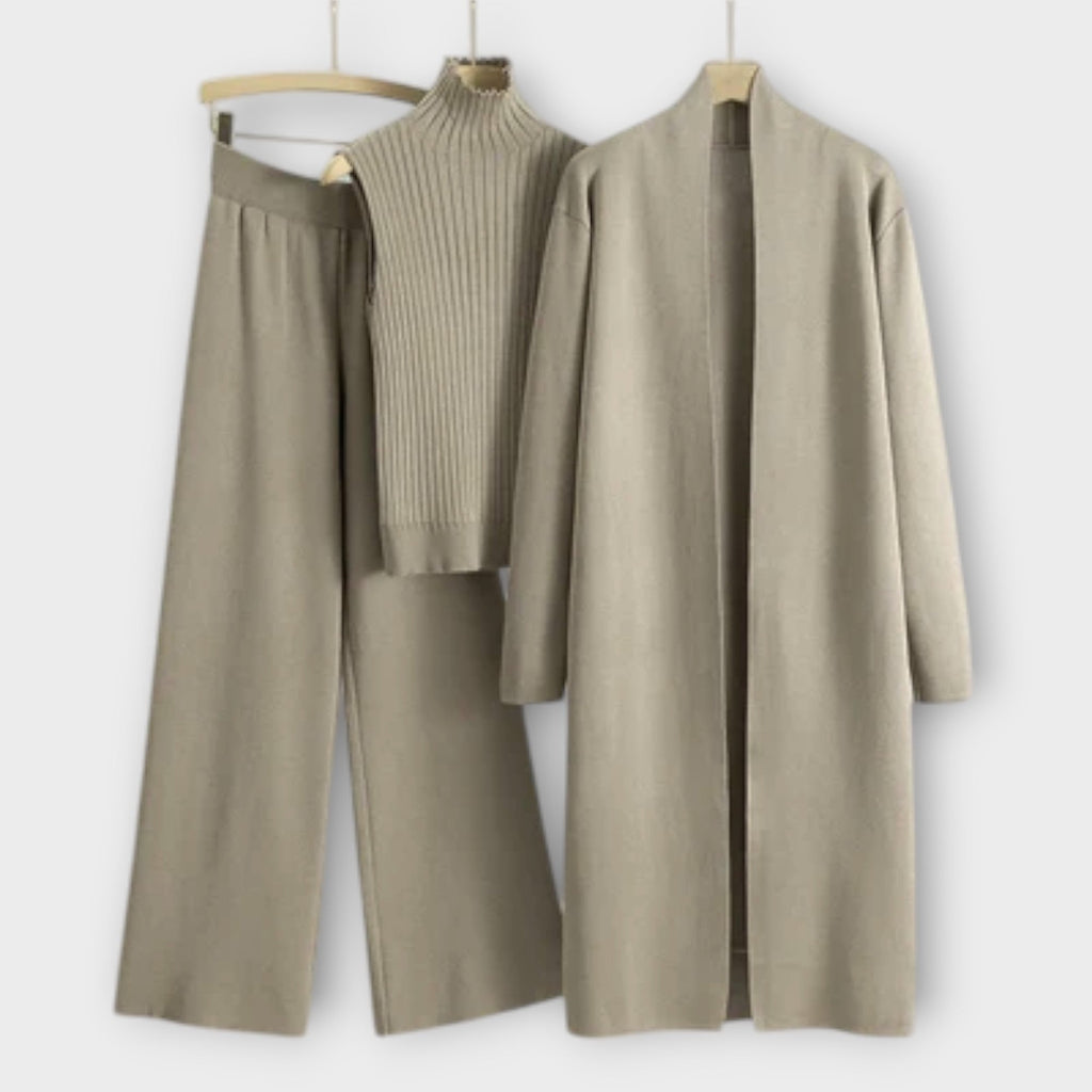 Isabella - Ensemble Tricoté 3 Pièces Kaki