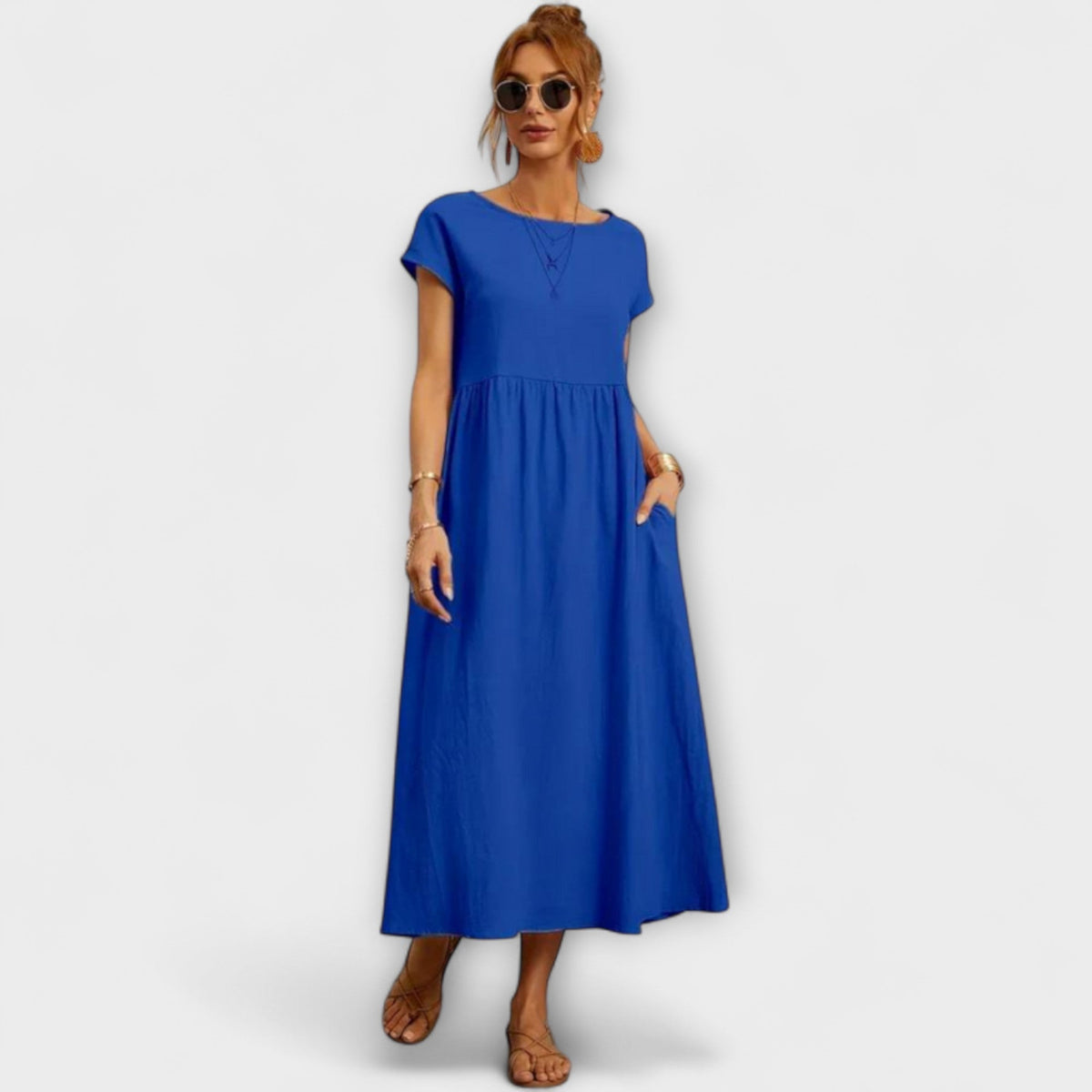 Elena - Robe d'Été Légère Vert Olive