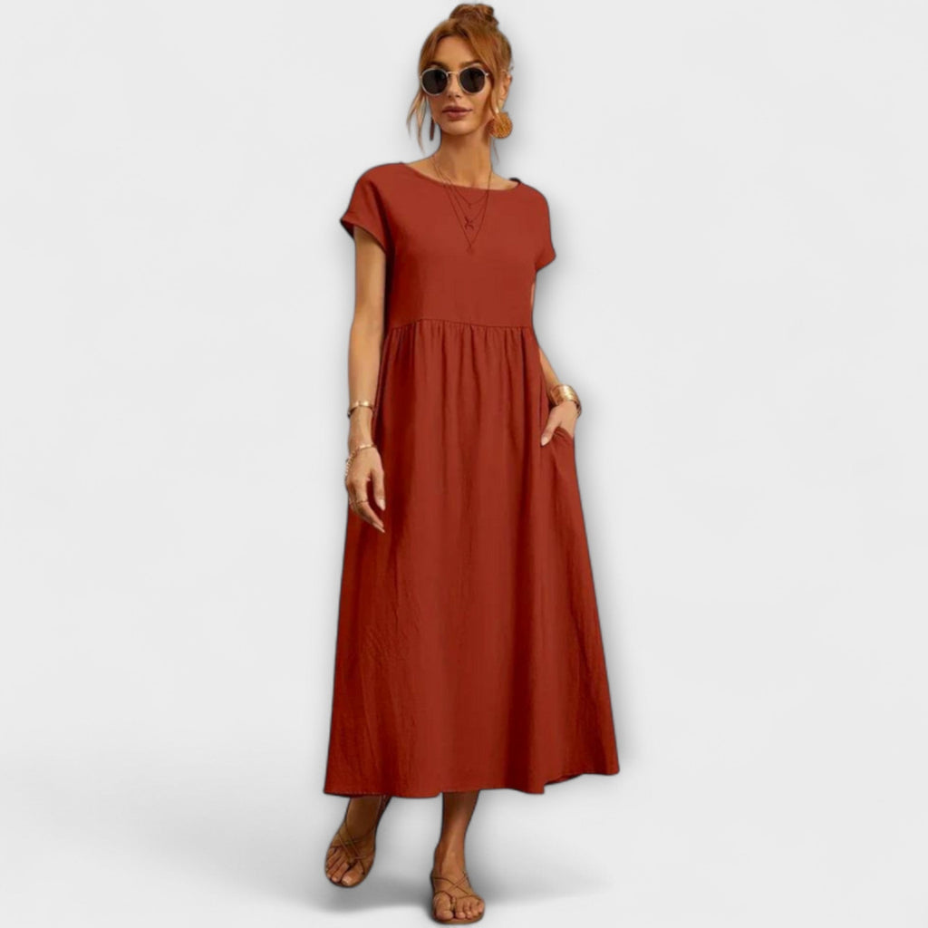 Elena - Robe d'Été Légère Vert Olive
