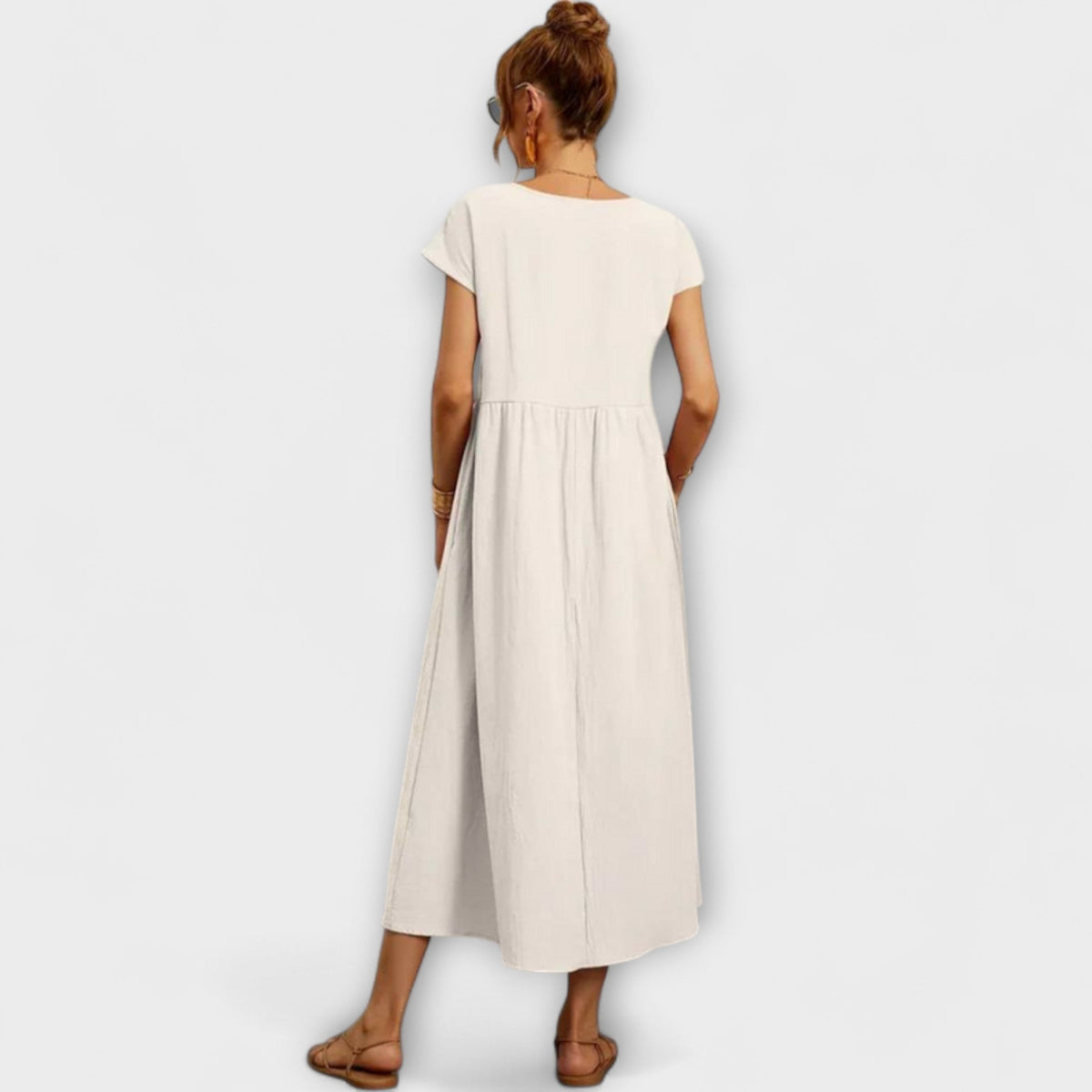 Elena - Robe d'Été Légère Vert Olive